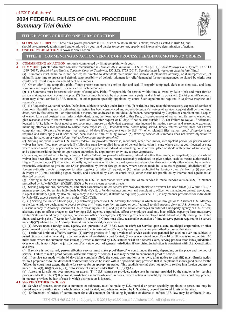 Federal Rules of Civil Procedure Summary Trial Guide