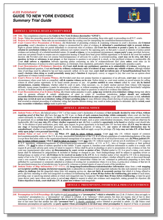 New Jersey Rules of Evidence Summary Trial Guide