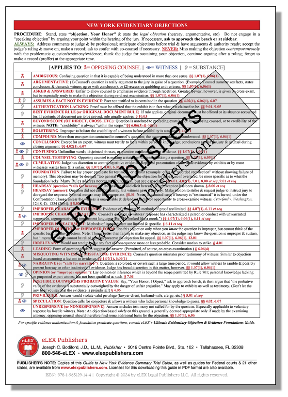 New Jersey Rules of Evidence Summary Trial Guide