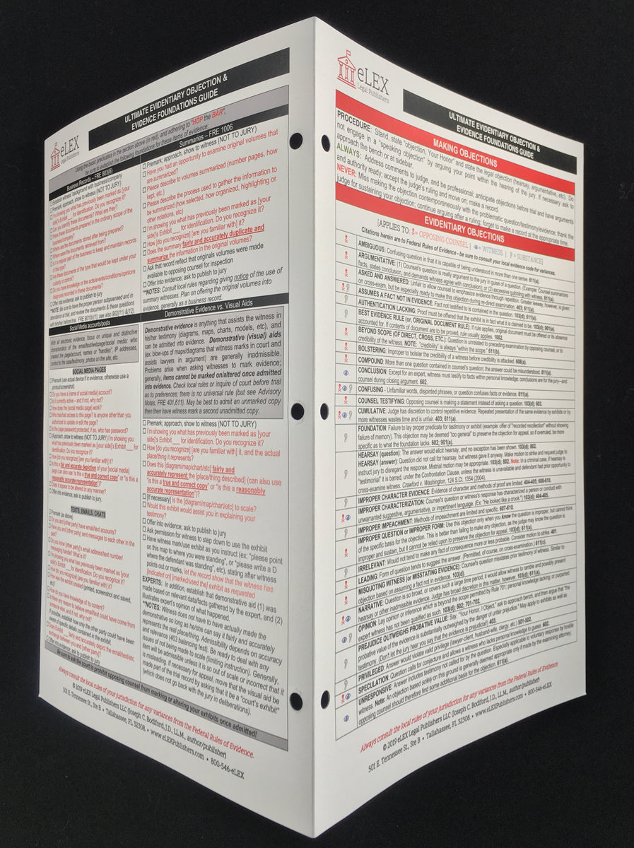 The ULTIMATE Evidentiary Objection & Evidence Foundations Guide – ELEX ...